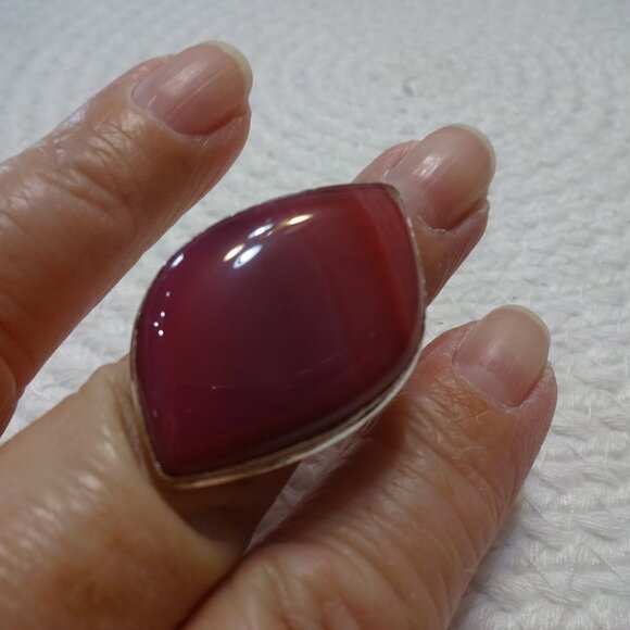 Beautiful PINK BOTSWANA AGATE Handmade Sterling Ring Size 8 #891C - Picture 1 of 3